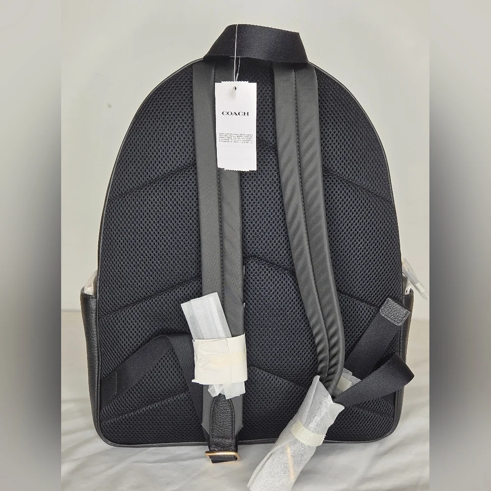 NWT Coach Black Leather Court Backpack In Large - Picture 3 of 16